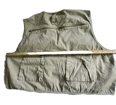 CRYSTAL RIVER Mens Fishing Vest 2XL Deluxe Khaki 27 Pockets Zippers Fly Cotton - Thumbnail 13