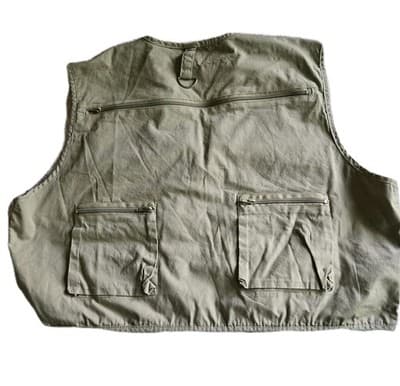 CRYSTAL RIVER Mens Fishing Vest 2XL Deluxe Khaki 27 Pockets Zippers Fly Cotton - Thumbnail 8