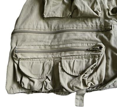 CRYSTAL RIVER Mens Fishing Vest 2XL Deluxe Khaki 27 Pockets Zippers Fly Cotton - Thumbnail 6