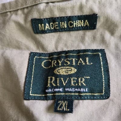 CRYSTAL RIVER Mens Fishing Vest 2XL Deluxe Khaki 27 Pockets Zippers Fly Cotton - Thumbnail 2