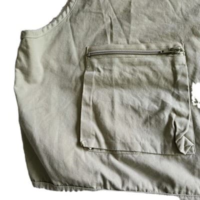 CRYSTAL RIVER Mens Fishing Vest 2XL Deluxe Khaki 27 Pockets Zippers Fly Cotton - Thumbnail 10