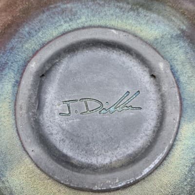 Jeremy Diller Raku Earth & Fire Pottery Moose Heart Sun Plate Signed Whimsical - Thumbnail 7