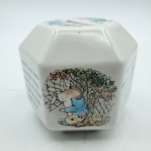 Wedgwood Peter Rabbit Coin Bank Hexagonal Beatrix Potter Vintage 1991 Baby Gift - Thumbnail 3