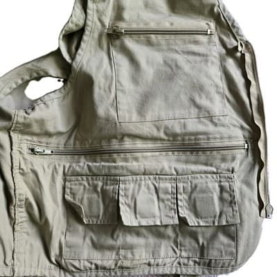 CRYSTAL RIVER Mens Fishing Vest 2XL Deluxe Khaki 27 Pockets Zippers Fly Cotton - Thumbnail 7