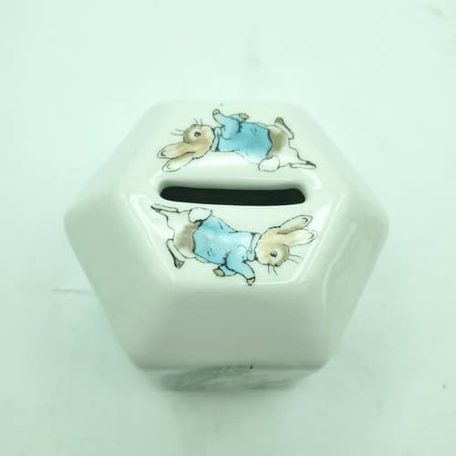 Wedgwood Peter Rabbit Coin Bank Hexagonal Beatrix Potter Vintage 1991 Baby Gift - Thumbnail 7