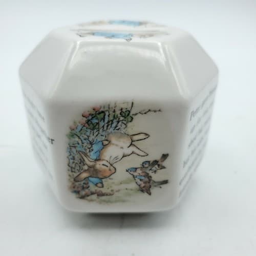Wedgwood Peter Rabbit Coin Bank Hexagonal Beatrix Potter Vintage 1991 Baby Gift - Thumbnail 2