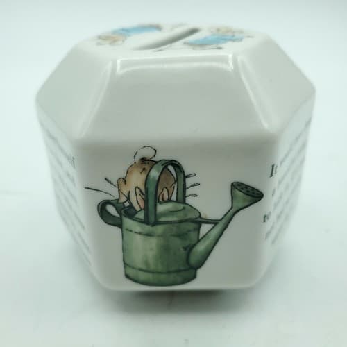 Wedgwood Peter Rabbit Coin Bank Hexagonal Beatrix Potter Vintage 1991 Baby Gift - Image 1