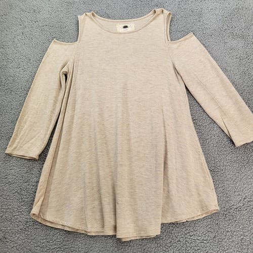 Cupio Womens Top Blouse M Cold Shoulder Long Sleeves Viscose Spandex Flowey - Image 1