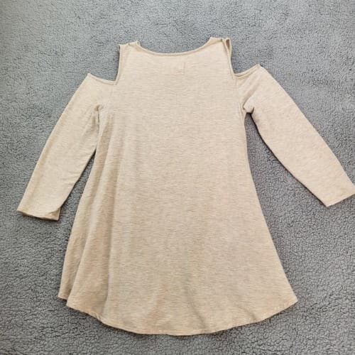 Cupio Womens Top Blouse M Cold Shoulder Long Sleeves Viscose Spandex Flowey - Thumbnail 2