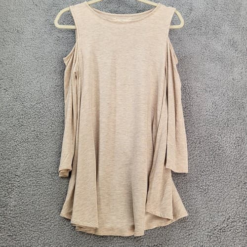 Cupio Womens Top Blouse M Cold Shoulder Long Sleeves Viscose Spandex Flowey - Thumbnail 3