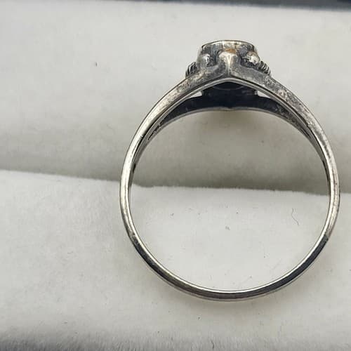 Native American Turquoise Ring Bezel Stone Sterling Silver 925 Marked Sz 7.5 - Thumbnail 2