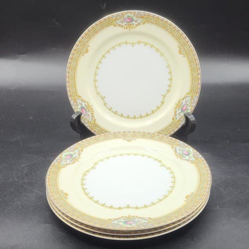 Vintage Meito Bread & Butter Plates ANNETTE Set/4 Floral Gold Trim Japanese EUC - Thumbnail 3