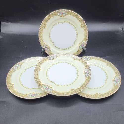 Vintage Meito Bread & Butter Plates ANNETTE Set/4 Floral Gold Trim Japanese EUC - Thumbnail 4