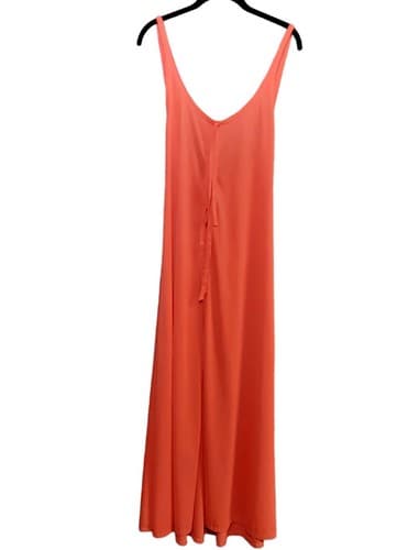 Flair Lingerie Gown M Coral Low Back Slit Front Slip Nylon Union Made Vtg 60s - Image 1