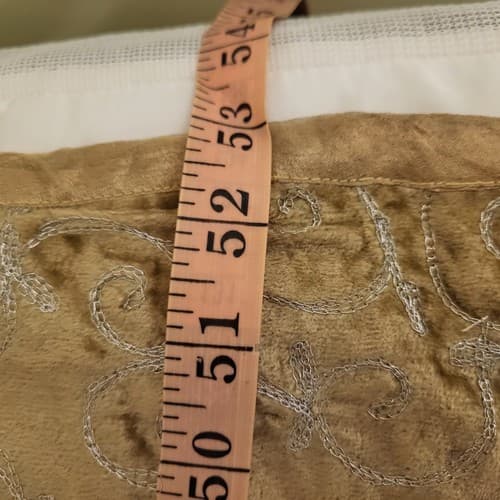 Christmas Tree Skirt XL 54" Square Gold Lemay Velvet Silver Metallic Thread - Thumbnail 8