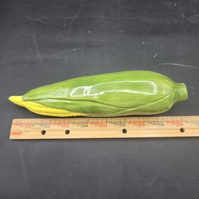 Vtg Realistic Fruit Full Sz Ceramic Set of 4 Corn Asparagus Pepper Lime EUC - Thumbnail 3