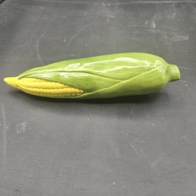 Vtg Realistic Fruit Full Sz Ceramic Set of 4 Corn Asparagus Pepper Lime EUC - Thumbnail 2