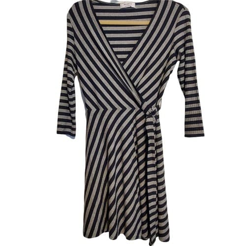 Bailey 44 Womens Dress Black Gray S Rayon Spandex Slimming Comfort Striped - Image 1