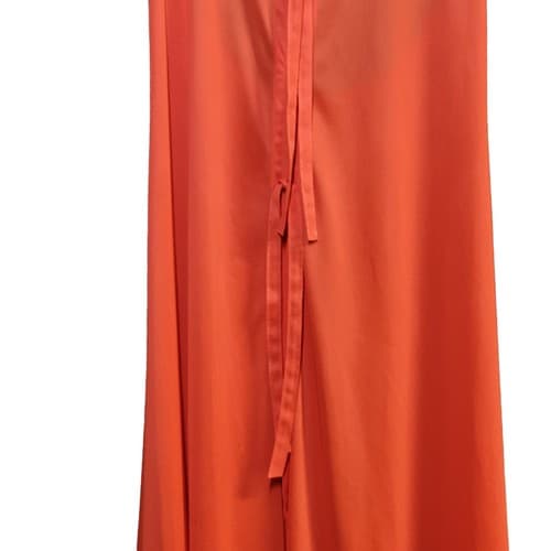 Flair Lingerie Gown M Coral Low Back Slit Front Slip Nylon Union Made Vtg 60s - Thumbnail 6