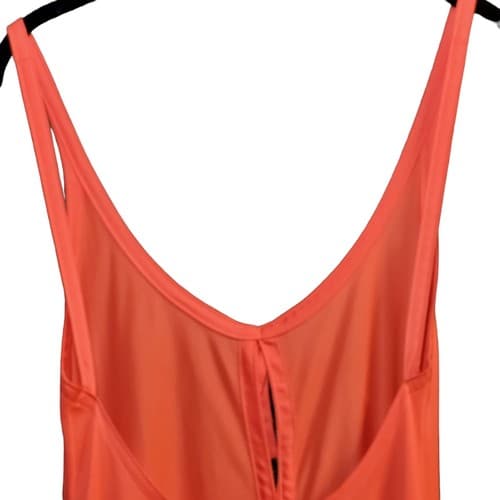 Flair Lingerie Gown M Coral Low Back Slit Front Slip Nylon Union Made Vtg 60s - Thumbnail 5