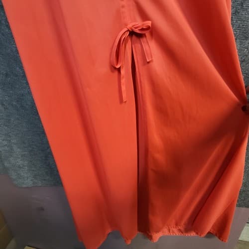 Flair Lingerie Gown M Coral Low Back Slit Front Slip Nylon Union Made Vtg 60s - Thumbnail 9
