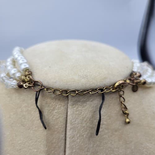 Premier Designs Necklace Multi-Strand Layered White Pearl Crystal Beads 18in - Thumbnail 6