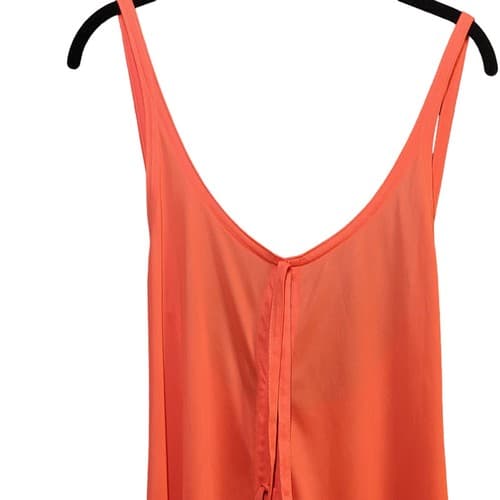 Flair Lingerie Gown M Coral Low Back Slit Front Slip Nylon Union Made Vtg 60s - Thumbnail 4