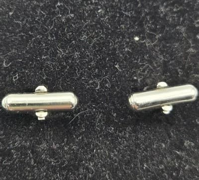 VTG Silvertone Mesh Wrap Cufflinks Square Rhinestone Centers Dressy Freeform - Thumbnail 8