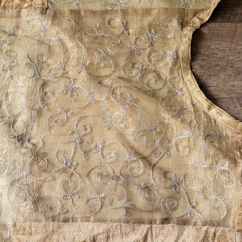 Christmas Tree Skirt XL 54" Square Gold Lemay Velvet Silver Metallic Thread - Thumbnail 3