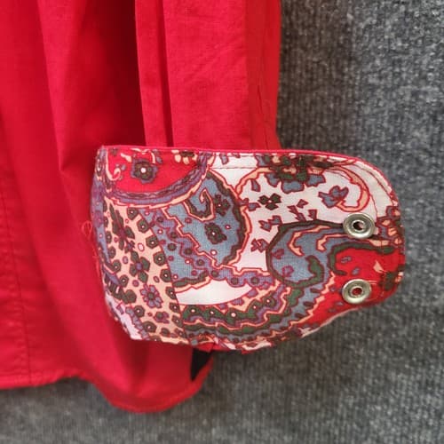Montero Jeans Mens Shirt Red 3XL Embroidered Iron Cross Cotton Epaulets Paisley - Thumbnail 9