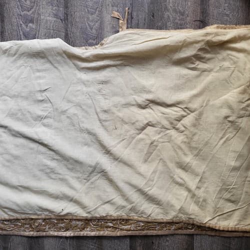 Christmas Tree Skirt XL 54" Square Gold Lemay Velvet Silver Metallic Thread - Thumbnail 7