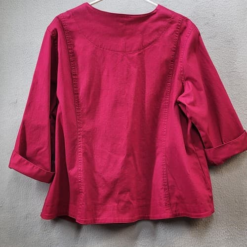 Hearts of Palm Womens Jacket Top Blouse 3X Deep Red Swing Steel Embellishments - Thumbnail 6