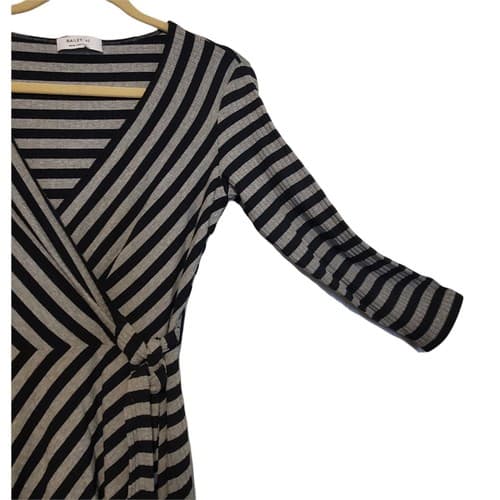 Bailey 44 Womens Dress Black Gray S Rayon Spandex Slimming Comfort Striped - Thumbnail 3