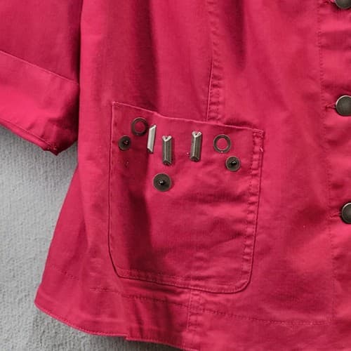 Hearts of Palm Womens Jacket Top Blouse 3X Deep Red Swing Steel Embellishments - Thumbnail 5