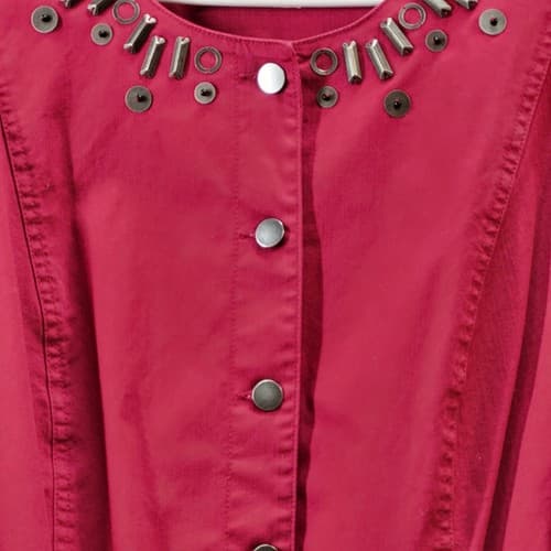 Hearts of Palm Womens Jacket Top Blouse 3X Deep Red Swing Steel Embellishments - Thumbnail 4