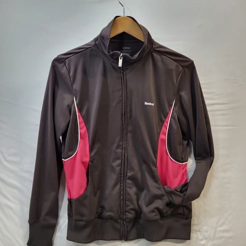 Reebok Womens 2PC Track Suit Brown Pink XL Polyester Jacket & Pants Knit Cuffs - Thumbnail 2