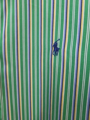 Ralph Lauren Mens Shirt Button Down Green Stripe XXL Cotton Classic Fit - Thumbnail 2