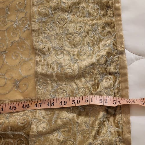 Christmas Tree Skirt XL 54" Square Gold Lemay Velvet Silver Metallic Thread - Thumbnail 9