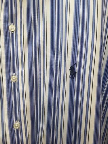 Ralph Lauren Stanton Shirt Blue Multi-Stripe XXL Cotton Classic Fit Little Pony - Thumbnail 4