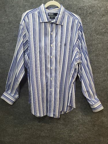 Ralph Lauren Stanton Shirt Blue Multi-Stripe XXL Cotton Classic Fit Little Pony - Image 1