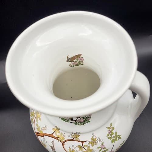 Kinoys Greek Vase Urn Hand Made White 24k Gold Accent Peacocks - Thumbnail 6