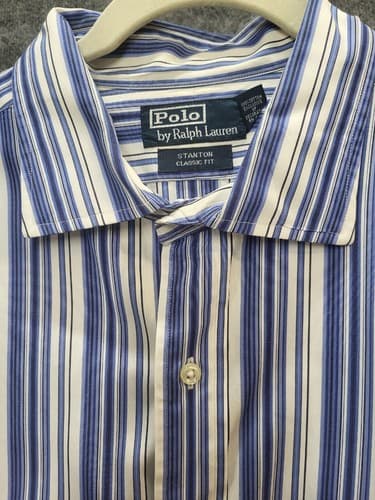 Ralph Lauren Stanton Shirt Blue Multi-Stripe XXL Cotton Classic Fit Little Pony - Thumbnail 6