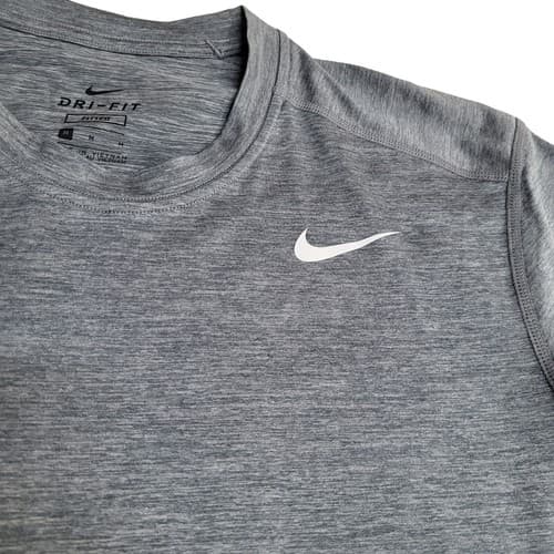 Nike Dri-Fit Womens Fitted Shirt Gray M Polyester White Logo Gym Tee Scoop Neck - Thumbnail 3