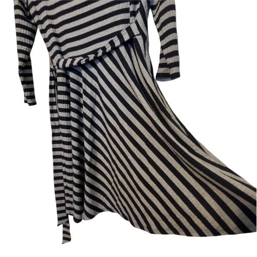 Bailey 44 Womens Dress Black Gray S Rayon Spandex Slimming Comfort Striped - Thumbnail 8