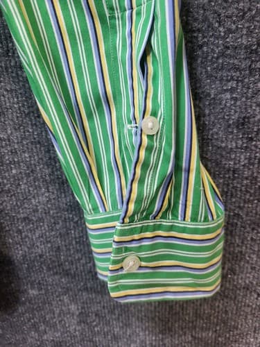 Ralph Lauren Mens Shirt Button Down Green Stripe XXL Cotton Classic Fit - Thumbnail 5