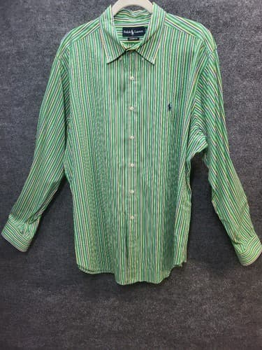 Ralph Lauren Mens Shirt Button Down Green Stripe XXL Cotton Classic Fit - Thumbnail 7