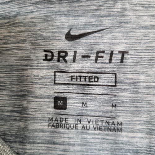 Nike Dri-Fit Womens Fitted Shirt Gray M Polyester White Logo Gym Tee Scoop Neck - Thumbnail 9