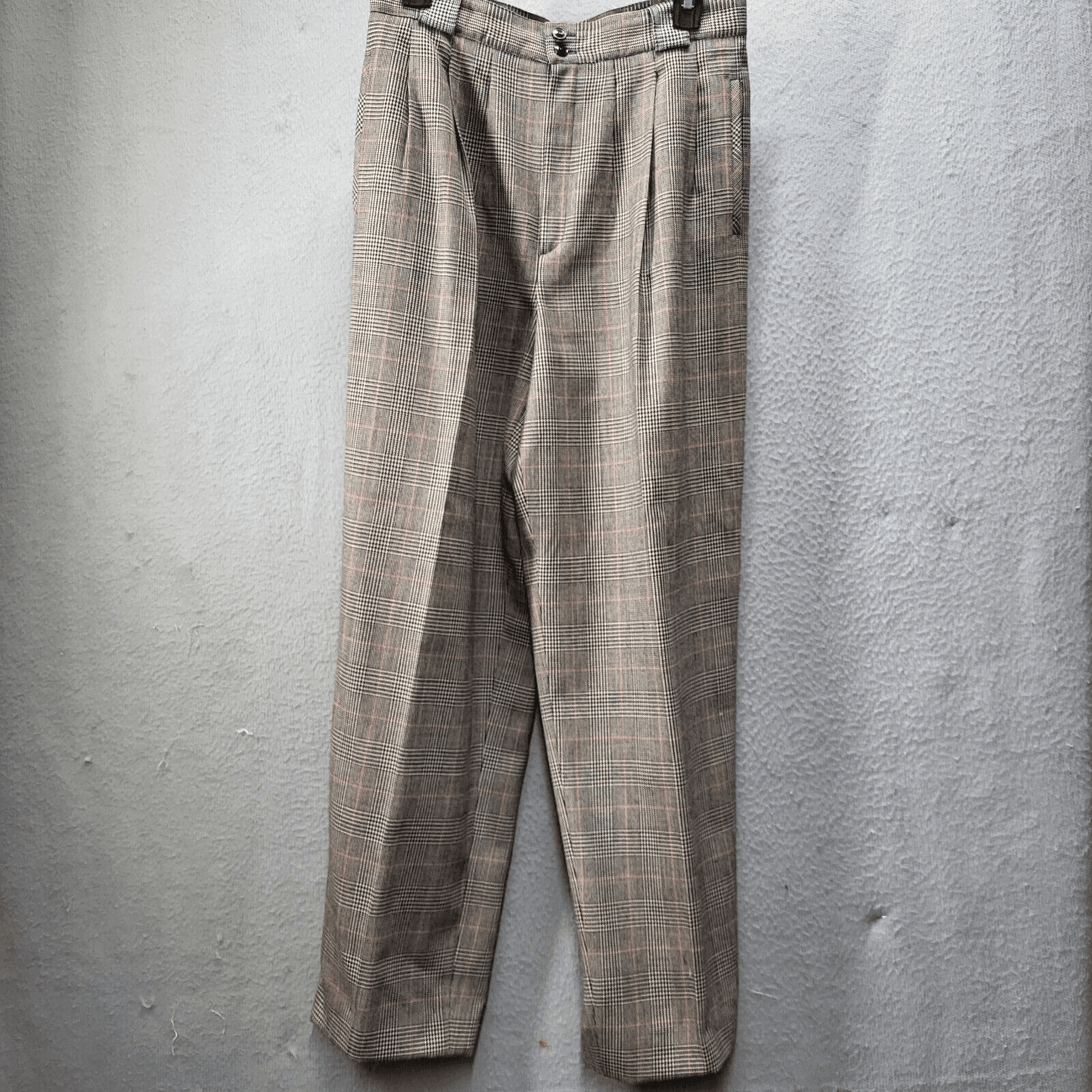 Giorgio Sant’Angelo Womens Pants Trousers 12 Vintage Brown Check Wool Menswear - Image 1
