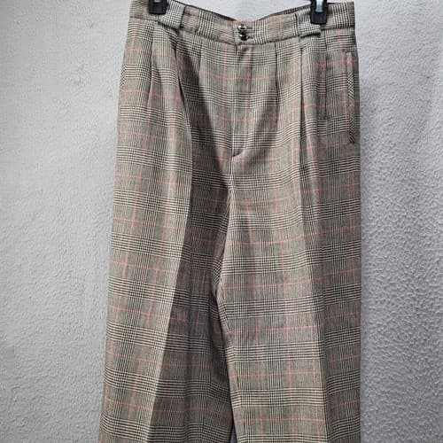 Giorgio Sant’Angelo Womens Pants Trousers 12 Vintage Brown Check Wool Menswear - Thumbnail 2