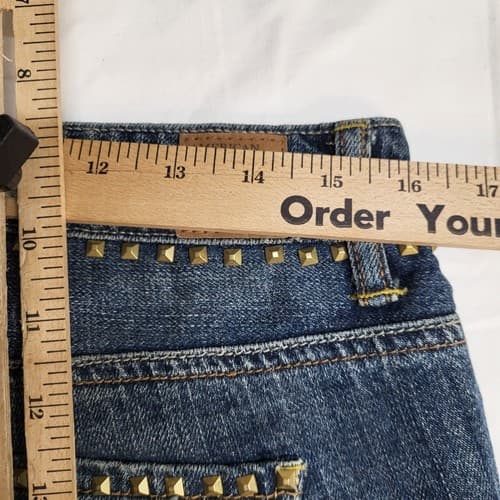 American Eagle Womens Denim Cutoff Shorts 4 Cotton Button Fly Distressed Studs - Thumbnail 12